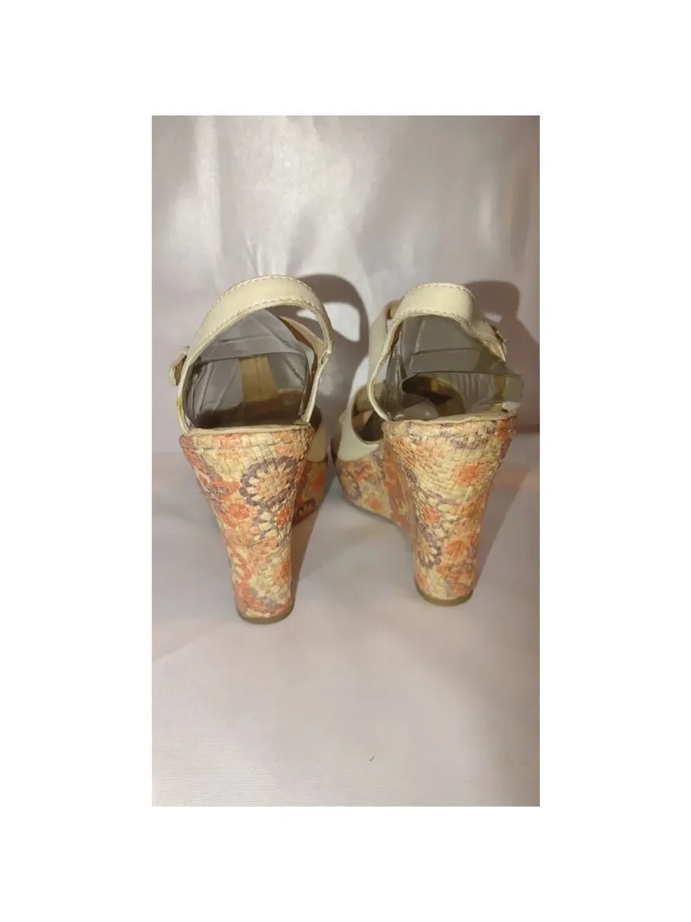 Born Rebecka Floral Cork Wedge Sandals Size 8